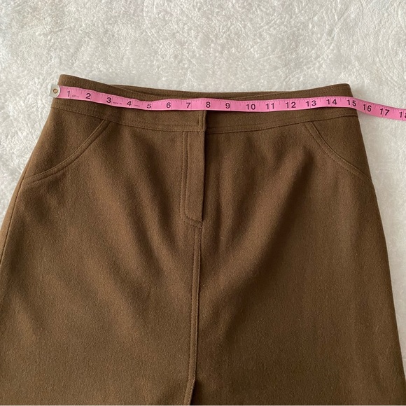 Parted Front & Back Brown Pencil Skirt - Picture 5 of 10